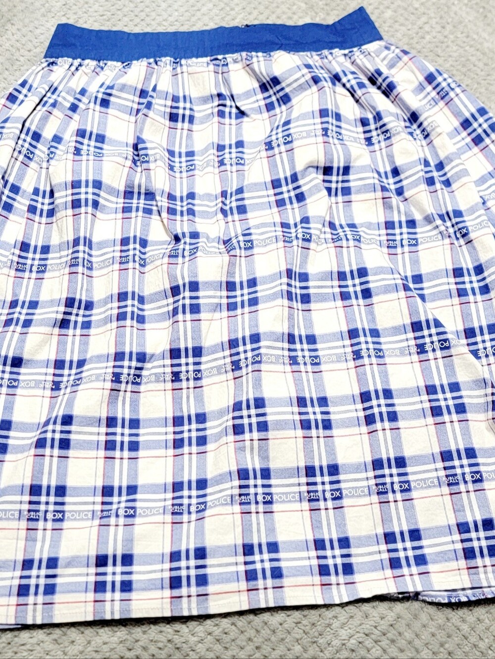 BBC Doctor Who By Her Universe Police Call Box Skirt Med Red, White & Blue Plaid